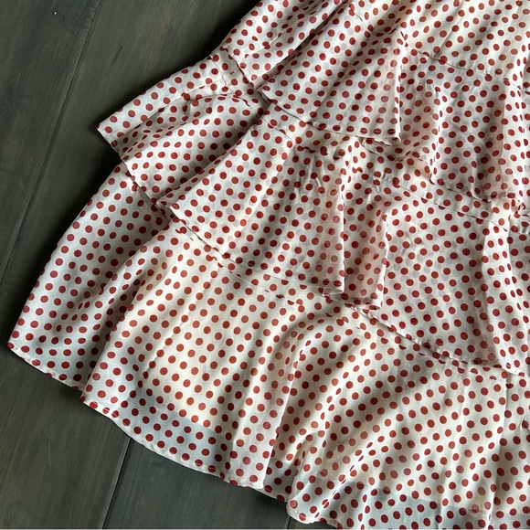 Lulus Cream and Polka Dot Tiered One Shoulder Midi Dress - Picture 5 of 7